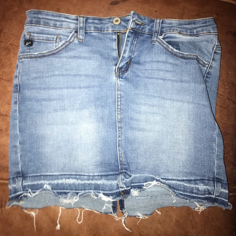 Kancan distressed demin mini skirt